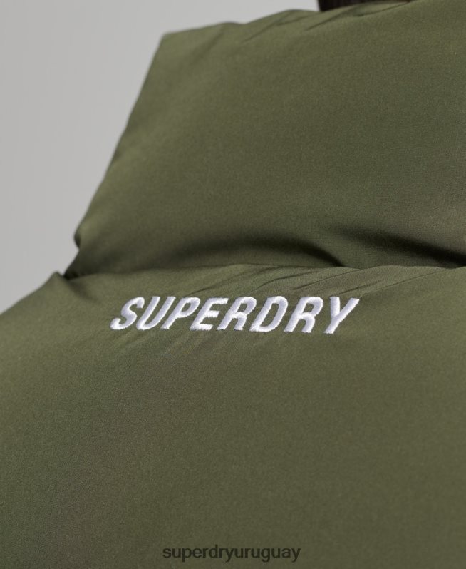 uy Superdry hombres chaleco deportivo acolchado sin capucha caqui DT2N8Z990 ropa
