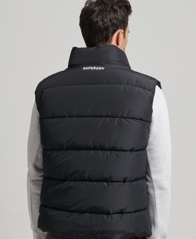 uy Superdry hombres chaleco deportivo acolchado sin capucha negro DT2N8Z1102 ropa