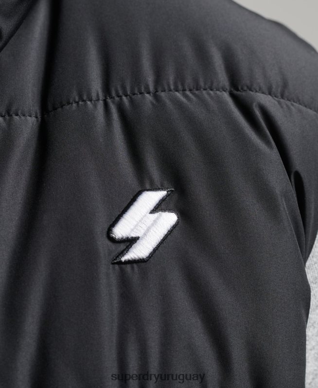 uy Superdry hombres chaleco deportivo acolchado sin capucha negro DT2N8Z1102 ropa