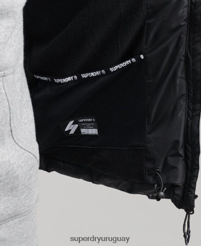 uy Superdry hombres chaleco deportivo acolchado sin capucha negro DT2N8Z1102 ropa