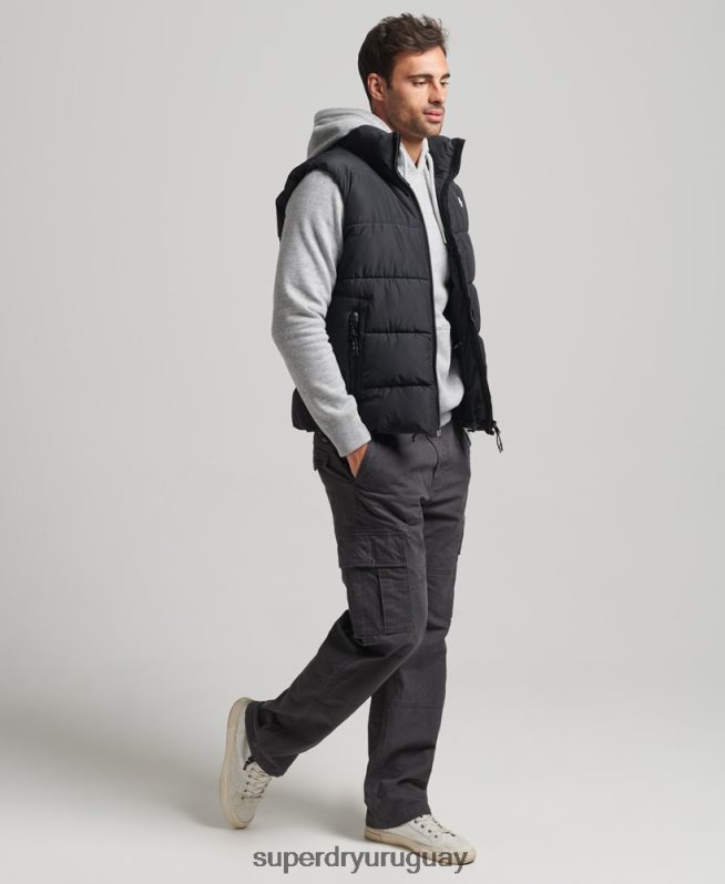uy Superdry hombres chaleco deportivo acolchado sin capucha negro DT2N8Z1102 ropa