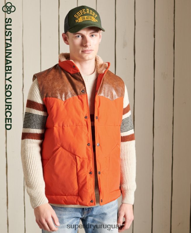 uy Superdry hombres chaleco mountain de mezcla de cuero naranja DT2N8Z4505 ropa