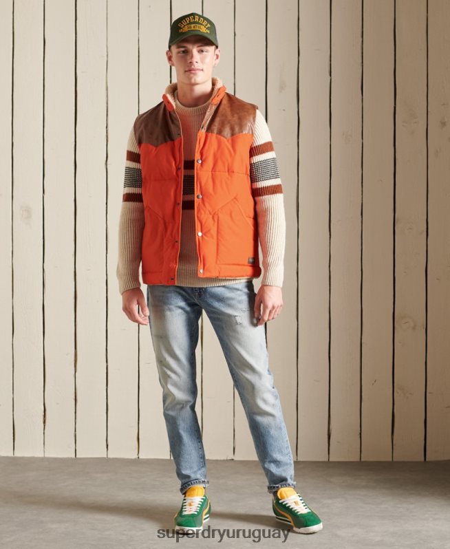 uy Superdry hombres chaleco mountain de mezcla de cuero naranja DT2N8Z4505 ropa