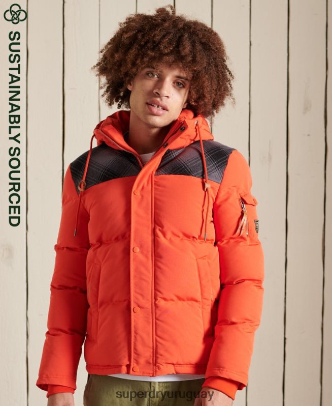 uy Superdry hombres chamarra Everest acolchada naranja DT2N8Z4487 ropa