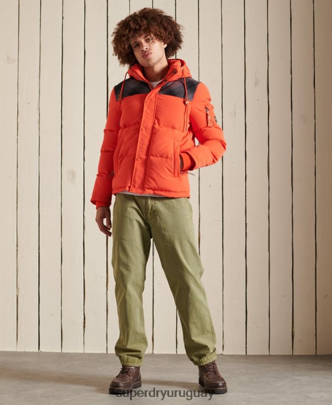 uy Superdry hombres chamarra Everest acolchada naranja DT2N8Z4487 ropa