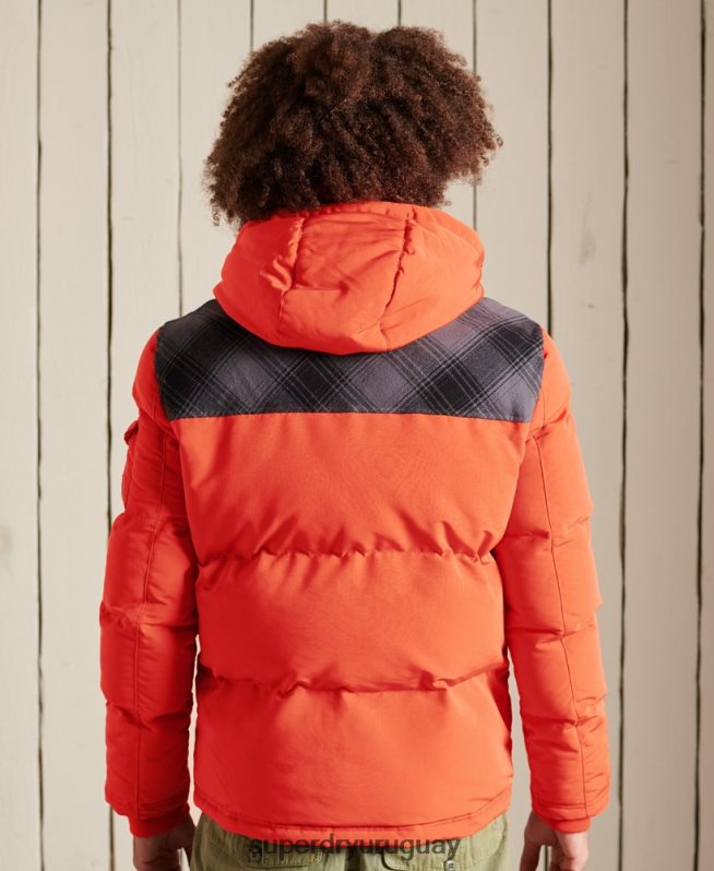 uy Superdry hombres chamarra Everest acolchada naranja DT2N8Z4487 ropa