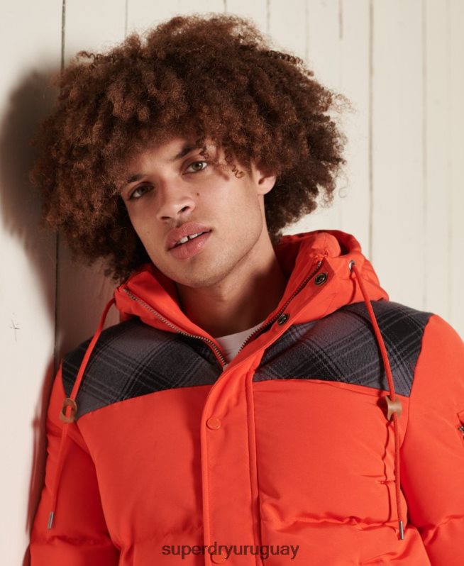 uy Superdry hombres chamarra Everest acolchada naranja DT2N8Z4487 ropa