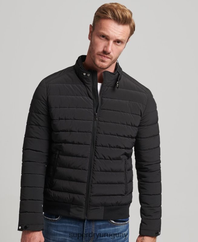 uy Superdry hombres chamarra Harrington acolchada negro DT2N8Z1010 ropa