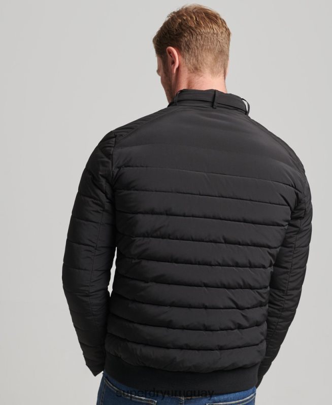 uy Superdry hombres chamarra Harrington acolchada negro DT2N8Z1010 ropa