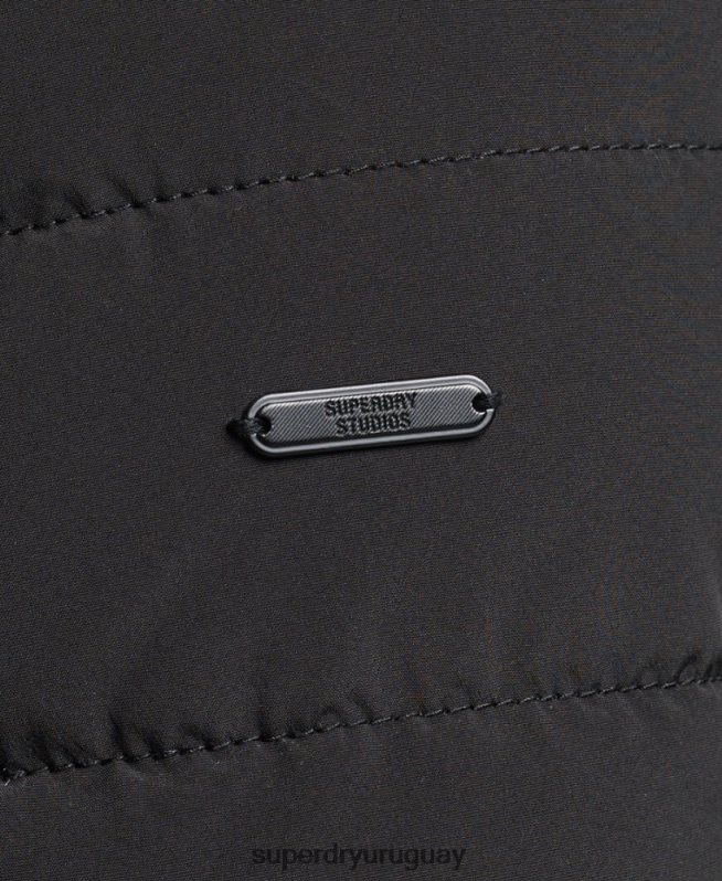 uy Superdry hombres chamarra Harrington acolchada negro DT2N8Z1010 ropa