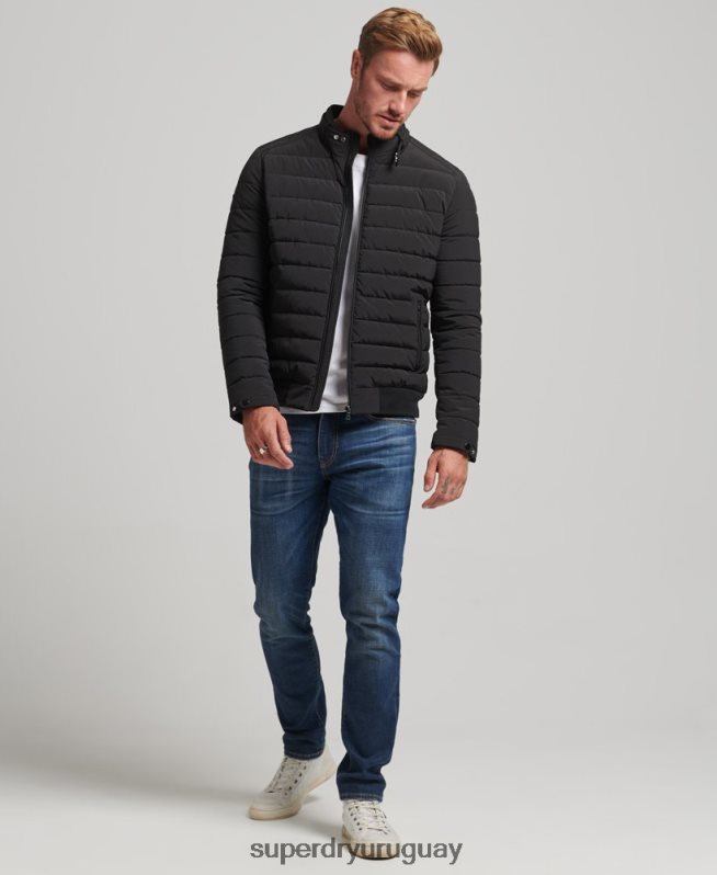 uy Superdry hombres chamarra Harrington acolchada negro DT2N8Z1010 ropa