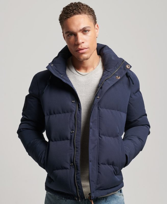 uy Superdry hombres chamarra acolchada Everest con capucha Armada DT2N8Z1106 ropa