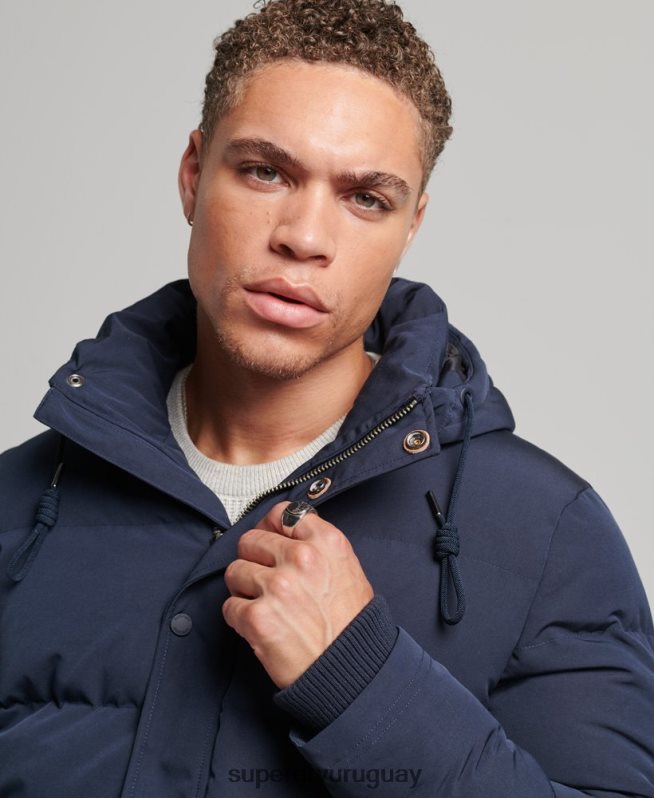 uy Superdry hombres chamarra acolchada Everest con capucha Armada DT2N8Z1106 ropa