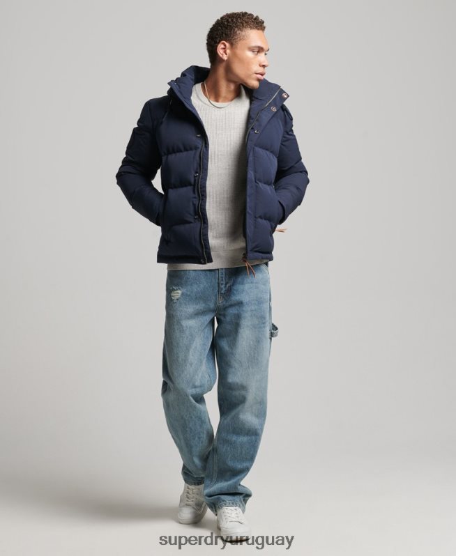 uy Superdry hombres chamarra acolchada Everest con capucha Armada DT2N8Z1106 ropa