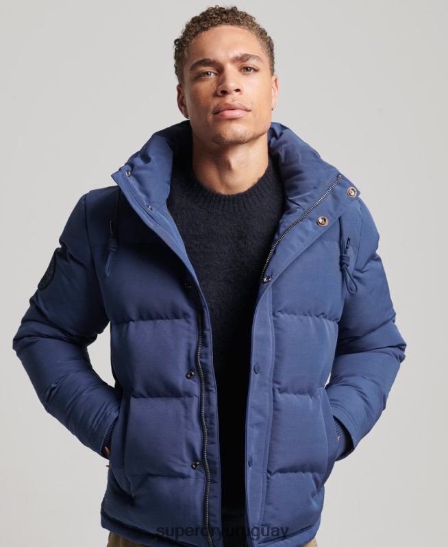 uy Superdry hombres chamarra acolchada Everest con capucha Armada DT2N8Z1129 ropa