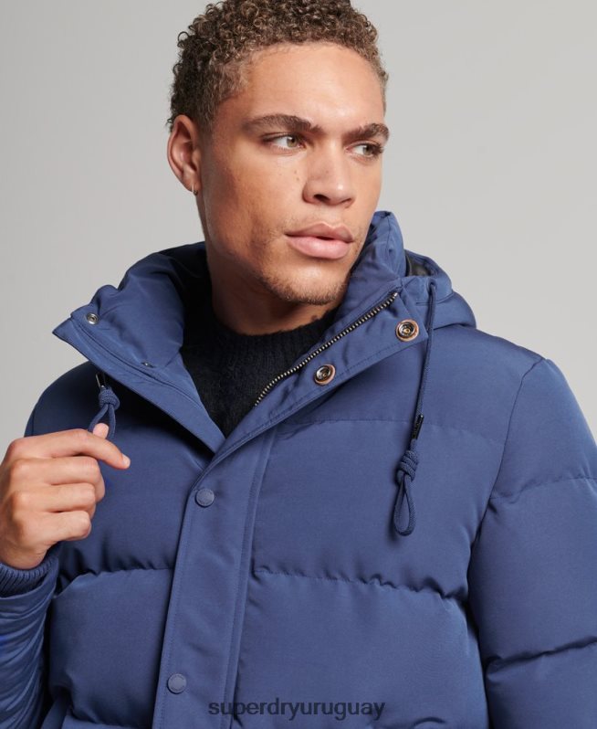 uy Superdry hombres chamarra acolchada Everest con capucha Armada DT2N8Z1129 ropa