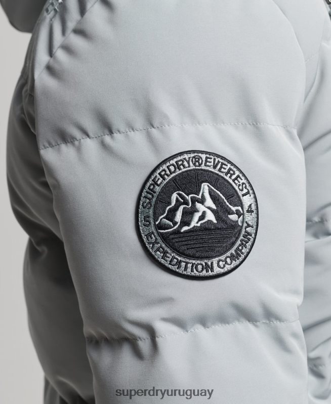 uy Superdry hombres chamarra acolchada Everest con capucha azul claro DT2N8Z1158 ropa