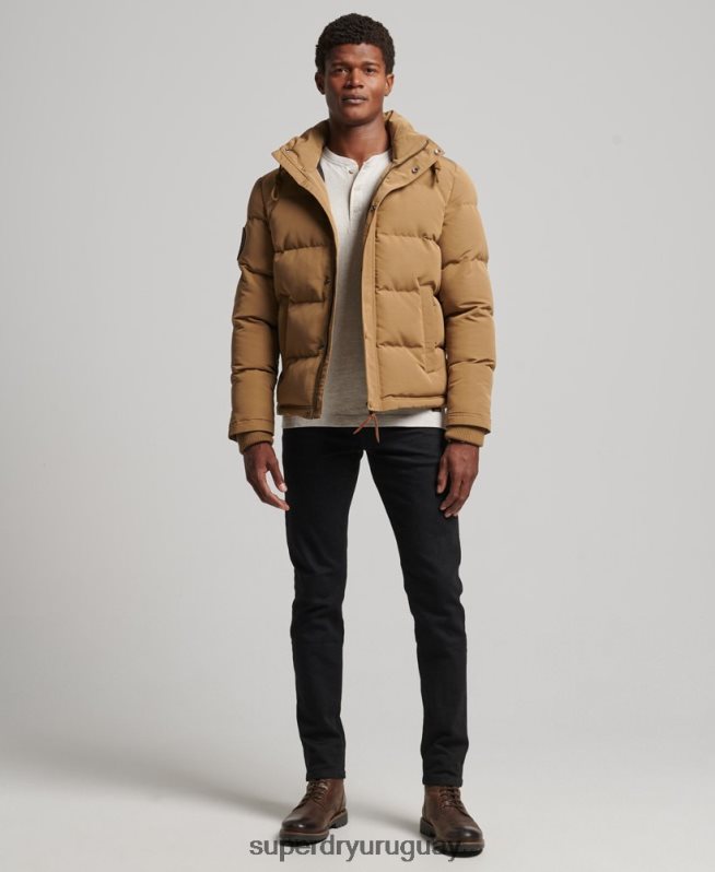uy Superdry hombres chamarra acolchada Everest con capucha marrón DT2N8Z1093 ropa