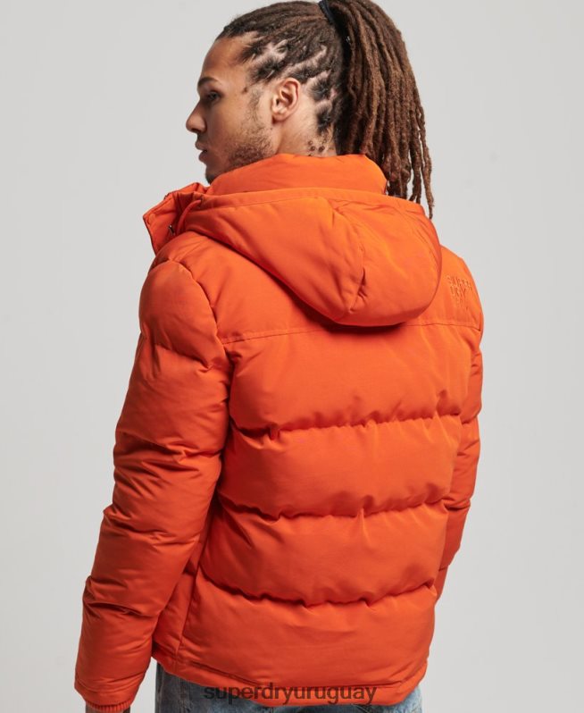 uy Superdry hombres chamarra acolchada Everest con capucha naranja DT2N8Z1122 ropa