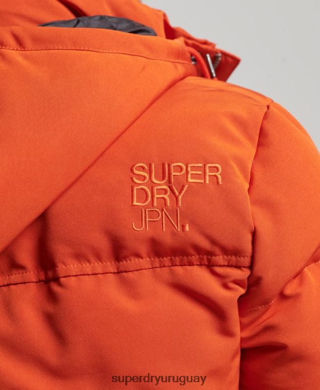 uy Superdry hombres chamarra acolchada Everest con capucha naranja DT2N8Z1122 ropa