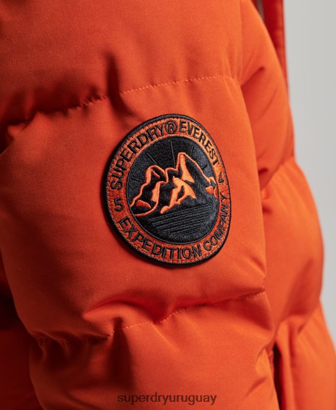 uy Superdry hombres chamarra acolchada Everest con capucha naranja DT2N8Z1122 ropa
