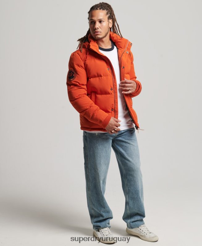 uy Superdry hombres chamarra acolchada Everest con capucha naranja DT2N8Z1122 ropa