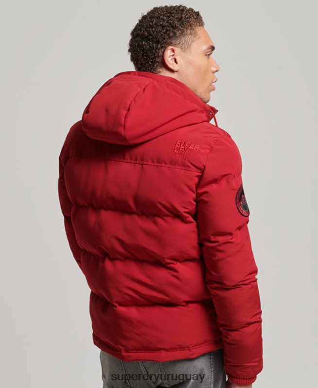 uy Superdry hombres chamarra acolchada Everest con capucha rojo DT2N8Z1135 ropa