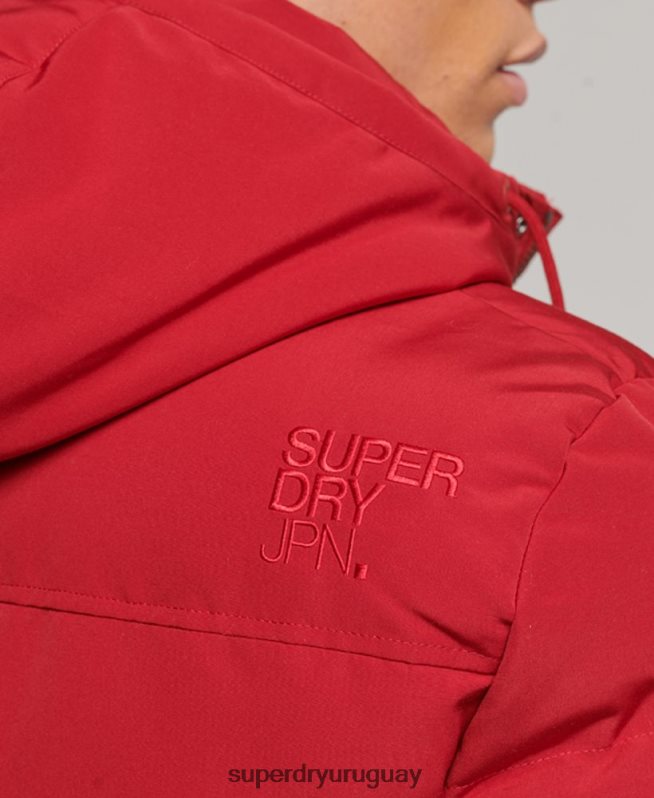 uy Superdry hombres chamarra acolchada Everest con capucha rojo DT2N8Z1135 ropa