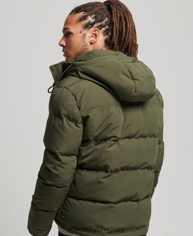 uy Superdry hombres chamarra acolchada Everest con capucha verde DT2N8Z1077 ropa