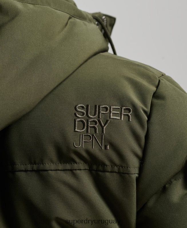 uy Superdry hombres chamarra acolchada Everest con capucha verde DT2N8Z1077 ropa
