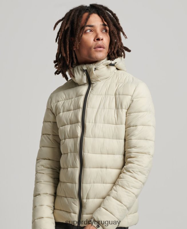 uy Superdry hombres chamarra acolchada clásica con capucha beige DT2N8Z985 ropa