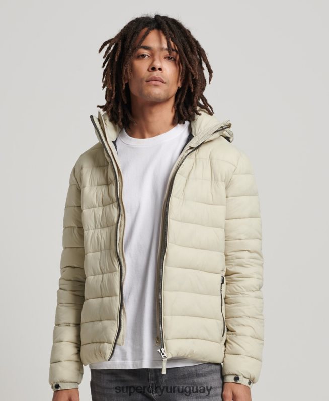 uy Superdry hombres chamarra acolchada clásica con capucha beige DT2N8Z985 ropa