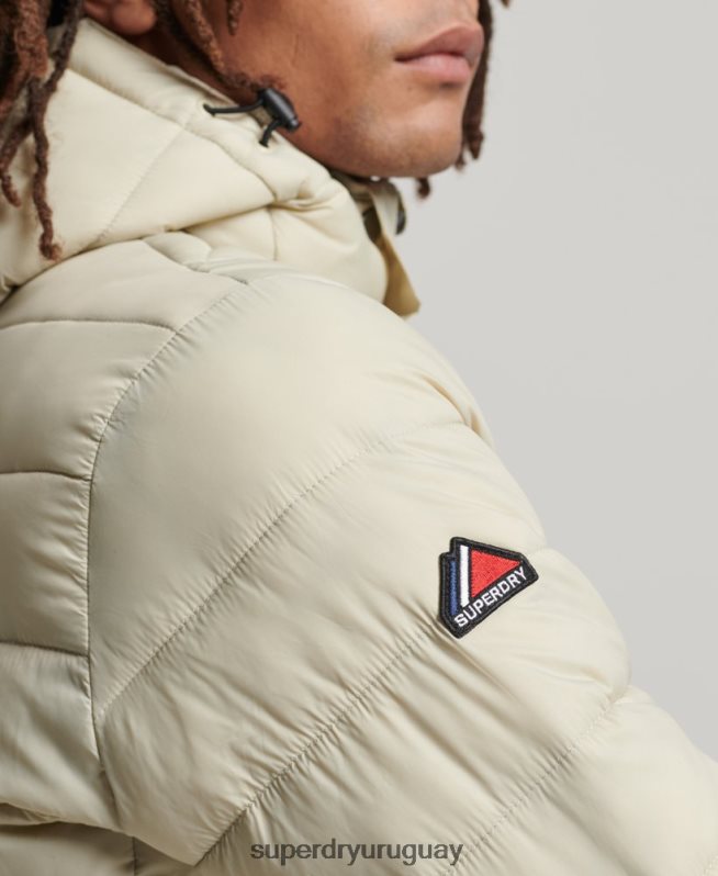 uy Superdry hombres chamarra acolchada clásica con capucha beige DT2N8Z985 ropa