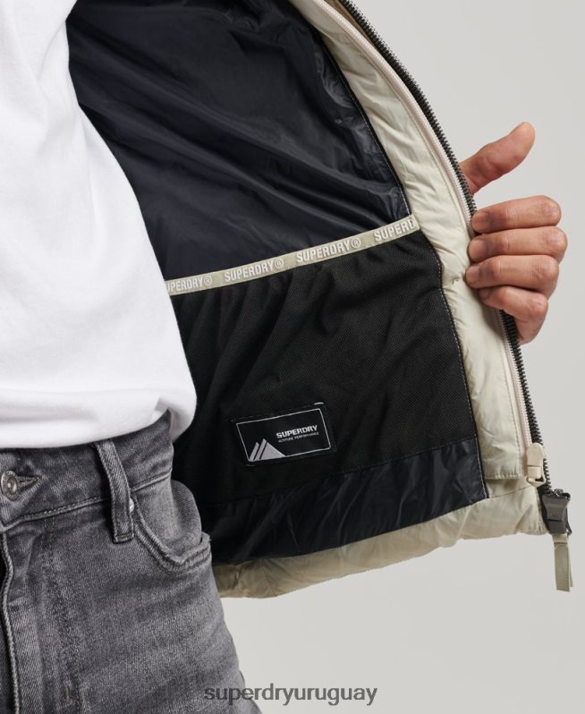 uy Superdry hombres chamarra acolchada clásica con capucha beige DT2N8Z985 ropa