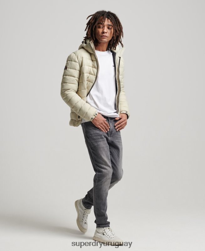 uy Superdry hombres chamarra acolchada clásica con capucha beige DT2N8Z985 ropa