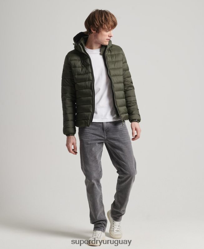 uy Superdry hombres chamarra acolchada clásica con capucha caqui DT2N8Z1016 ropa