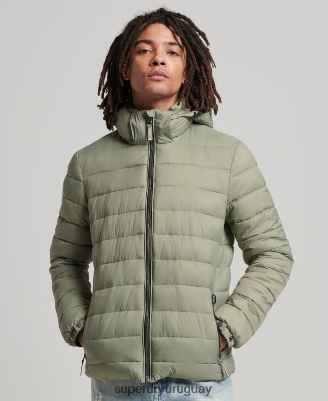 uy Superdry hombres chamarra acolchada clásica con capucha caqui DT2N8Z1070 ropa