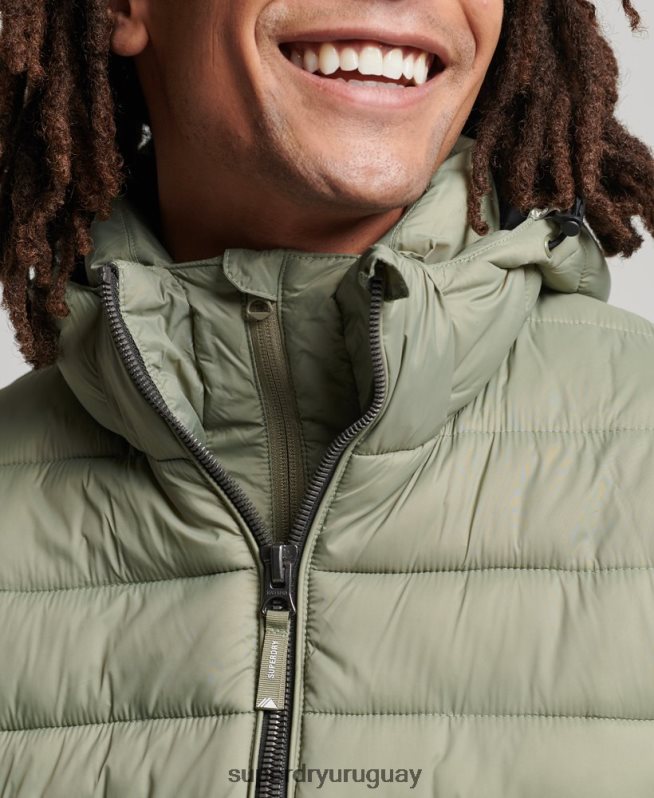 uy Superdry hombres chamarra acolchada clásica con capucha caqui DT2N8Z1070 ropa