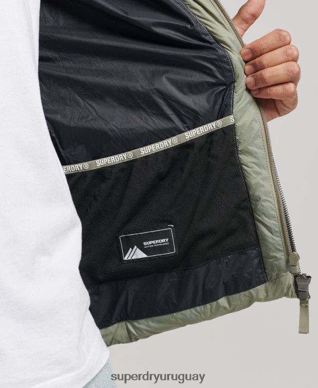 uy Superdry hombres chamarra acolchada clásica con capucha caqui DT2N8Z1070 ropa