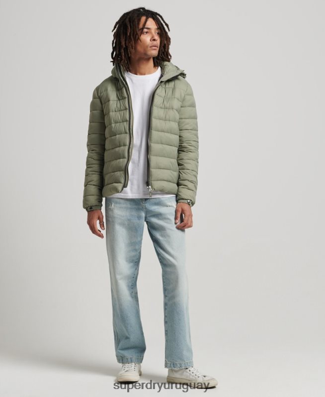 uy Superdry hombres chamarra acolchada clásica con capucha caqui DT2N8Z1070 ropa