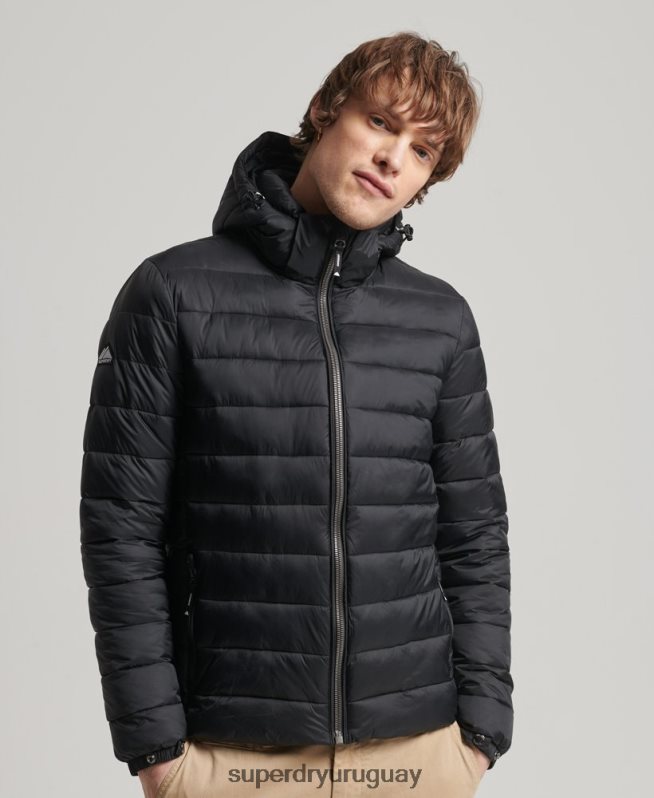 uy Superdry hombres chamarra acolchada clásica con capucha negro DT2N8Z1087 ropa
