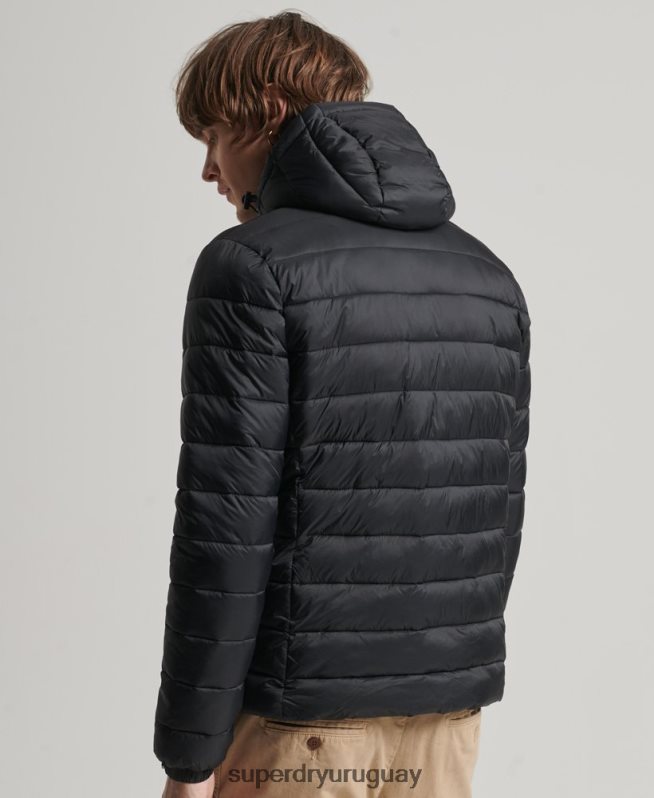 uy Superdry hombres chamarra acolchada clásica con capucha negro DT2N8Z1087 ropa