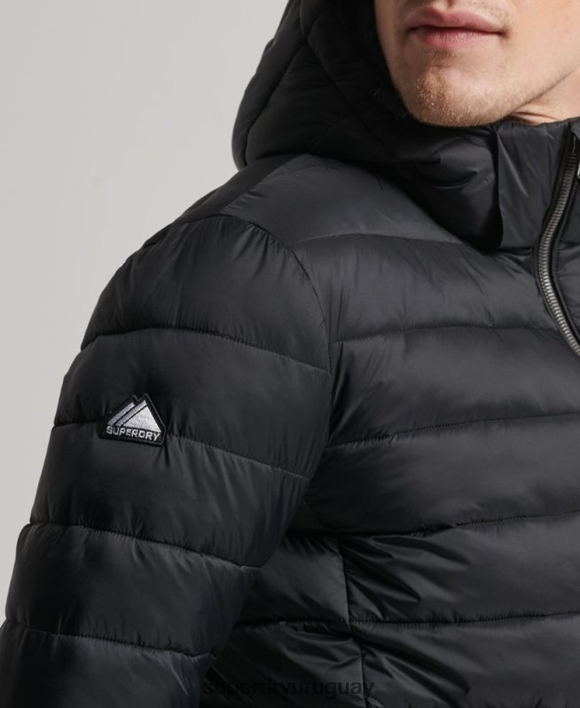 uy Superdry hombres chamarra acolchada clásica con capucha negro DT2N8Z1087 ropa