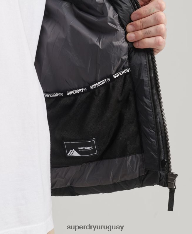 uy Superdry hombres chamarra acolchada clásica con capucha negro DT2N8Z1087 ropa