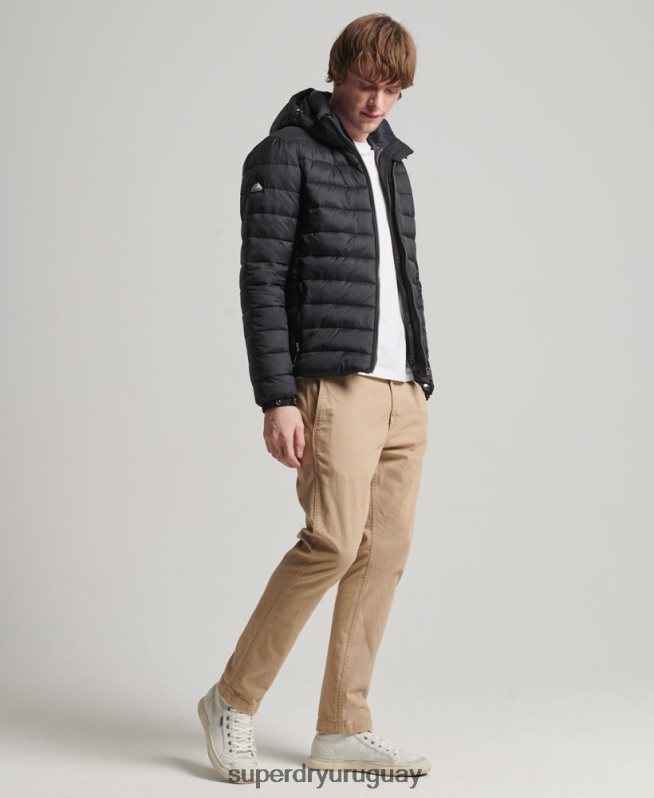 uy Superdry hombres chamarra acolchada clásica con capucha negro DT2N8Z1087 ropa