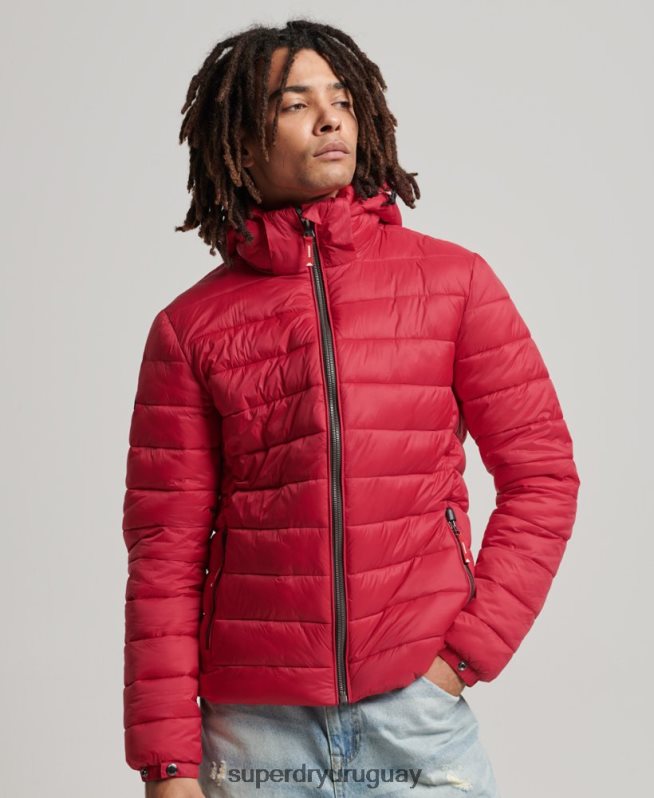 uy Superdry hombres chamarra acolchada clásica con capucha rojo DT2N8Z1041 ropa