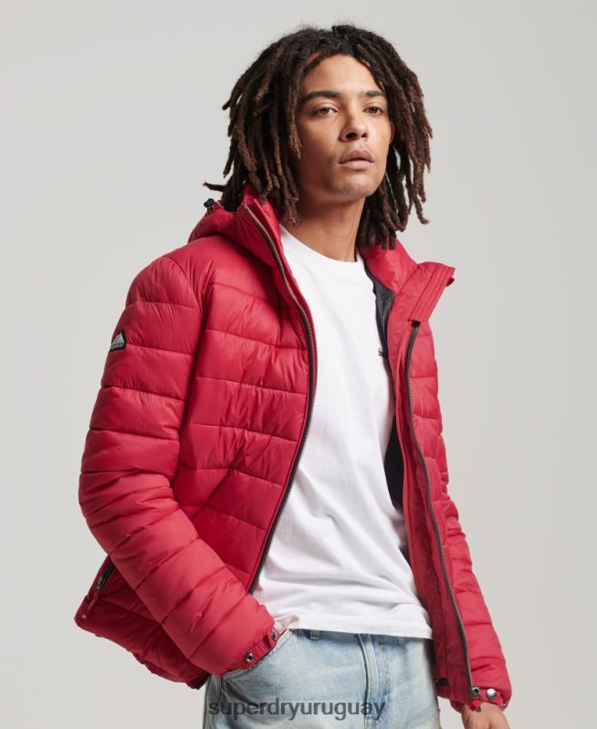 uy Superdry hombres chamarra acolchada clásica con capucha rojo DT2N8Z1041 ropa