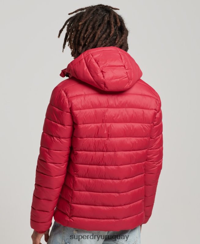 uy Superdry hombres chamarra acolchada clásica con capucha rojo DT2N8Z1041 ropa