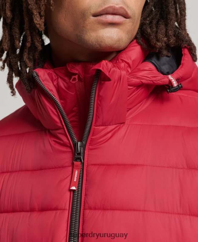 uy Superdry hombres chamarra acolchada clásica con capucha rojo DT2N8Z1041 ropa