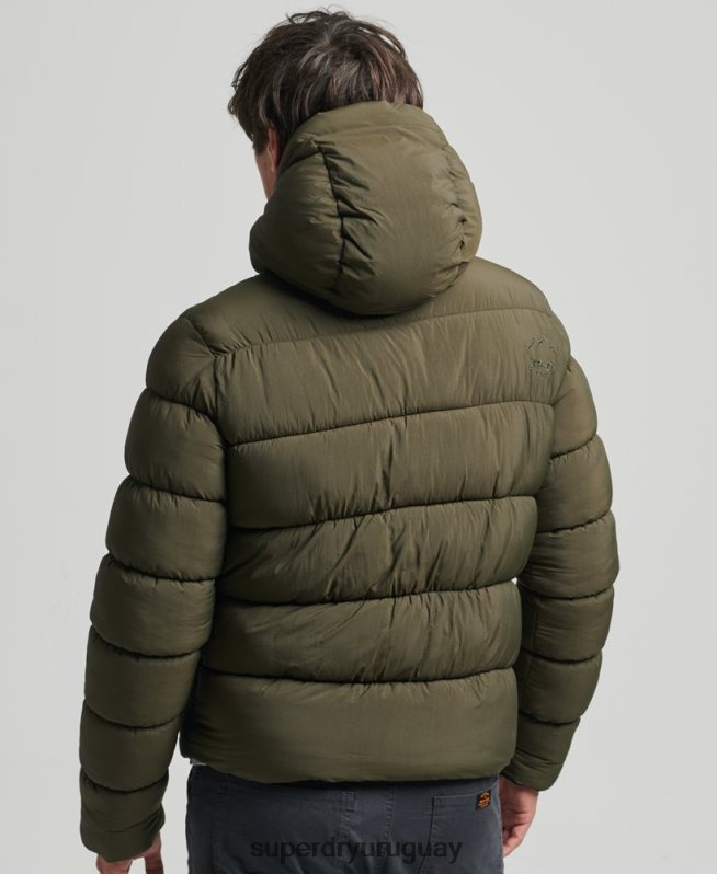 uy Superdry hombres chamarra acolchada deportiva xpd con capucha caqui DT2N8Z1048 ropa